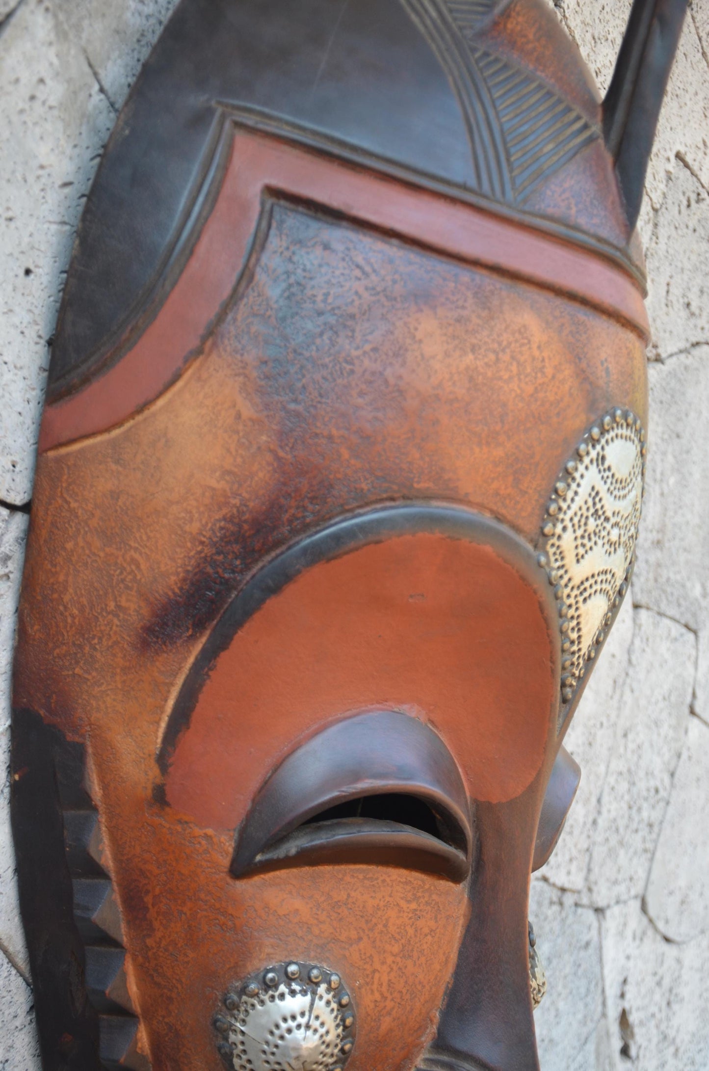 Authentic Ghanaian "Nsoromma" Mask | Star Motif Tribal Art