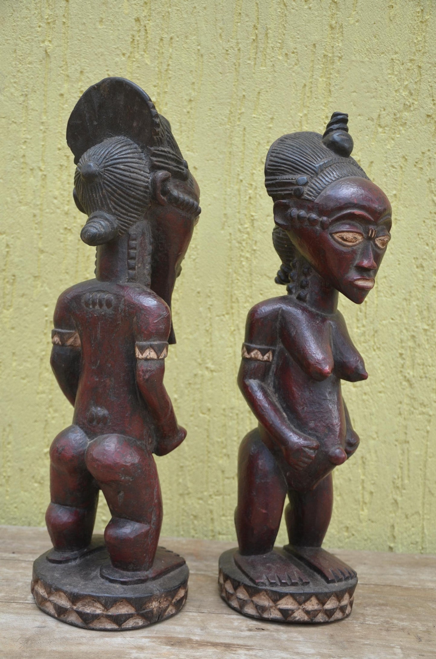 Baule Wood Statue Couple | Hand-Carved African Male and Female Figures | Ivory Coast Ancestor Art | Ethnic Sculptural Decor