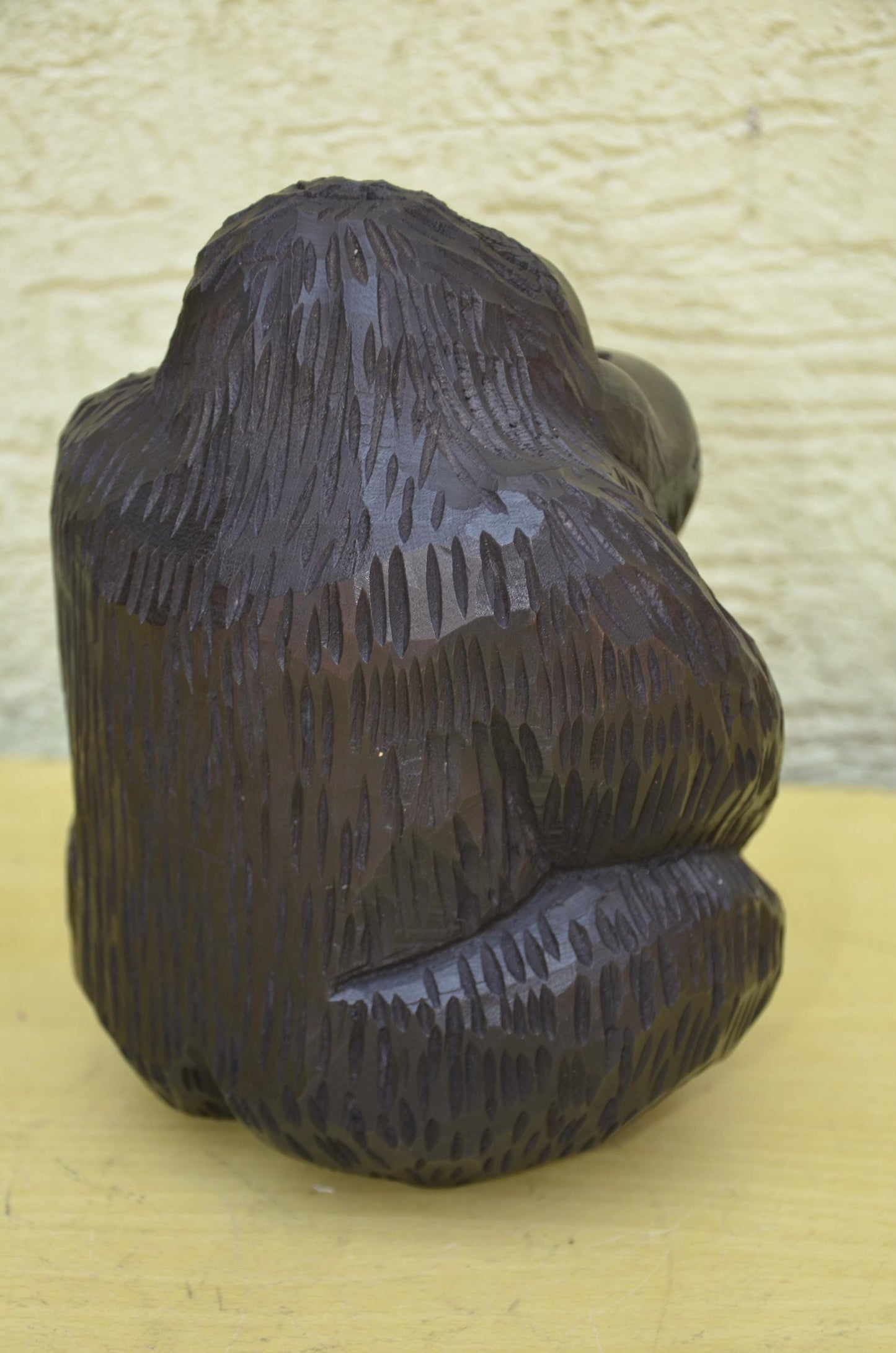 Hand Carved Wooden Mother and Baby Gorilla | Wildlife Art