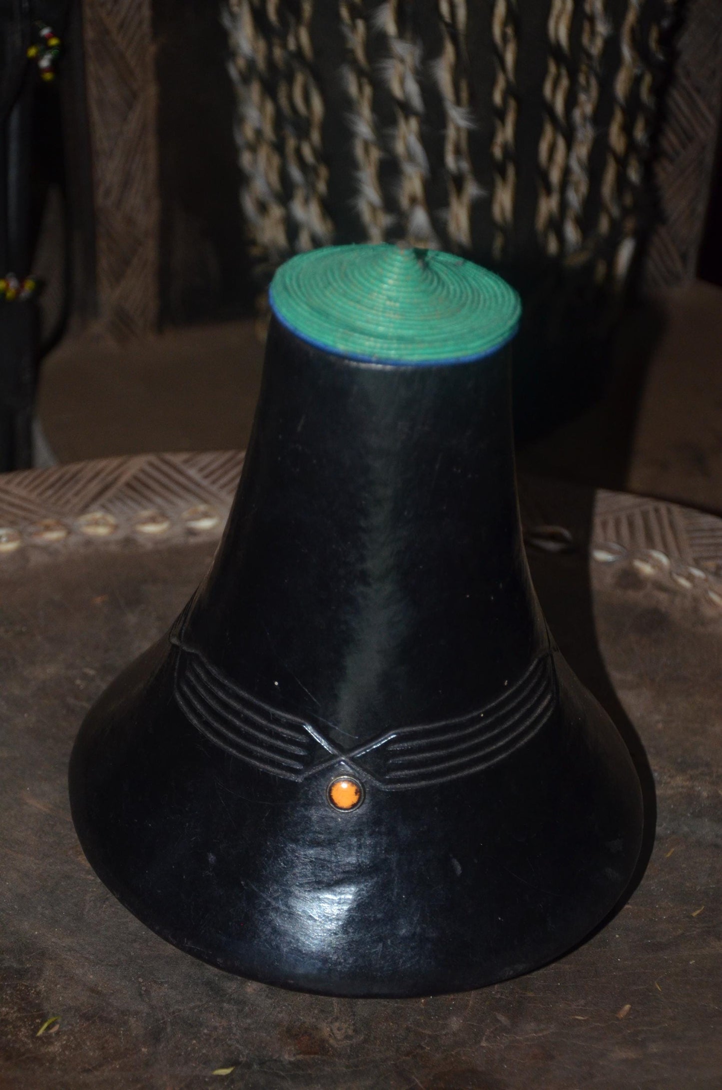 Authentic Hand-Carved Rwandan Icyansi Wooden Milk Vessel | Traditional Dairy Pot Decor