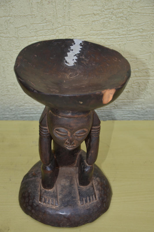 Authentic Luba Wooden Caryatid Stool | Congolese Art