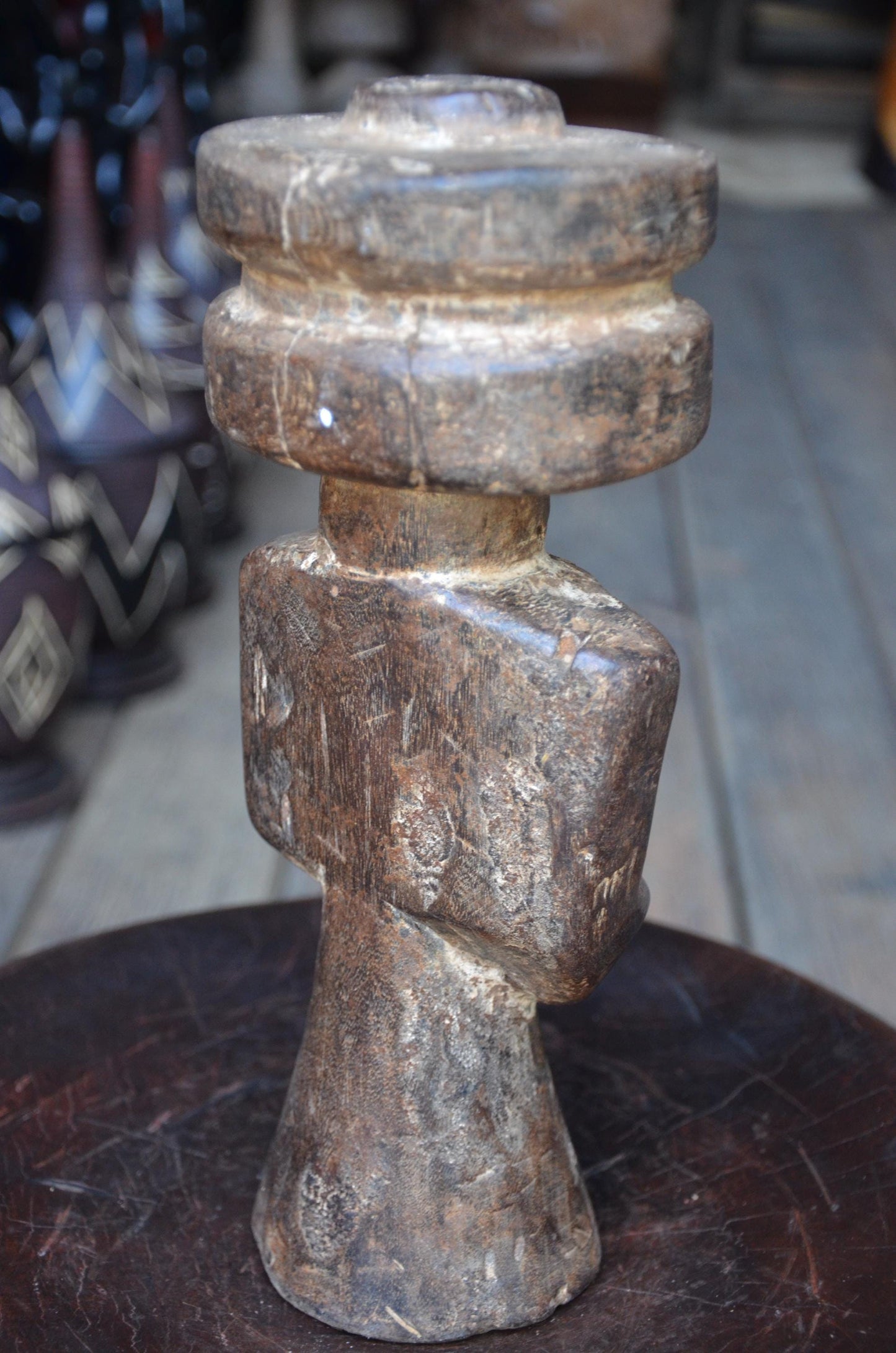 Authentic Lega Figure | Double-Disc Head | Congolese Tribal Sculpture