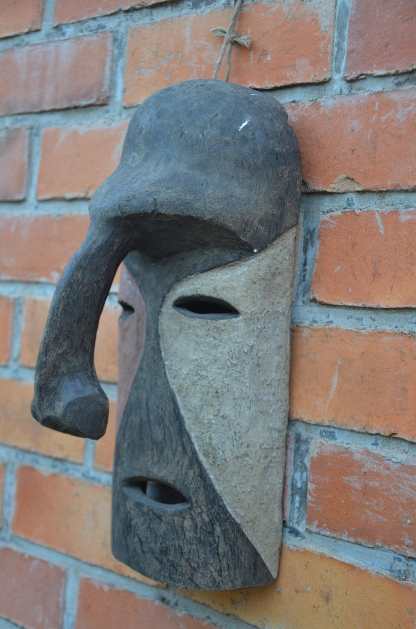 Pende Tribal Mask | Hand-Carved DRC Wooden Wall Art, Ethnic Initiation Carving