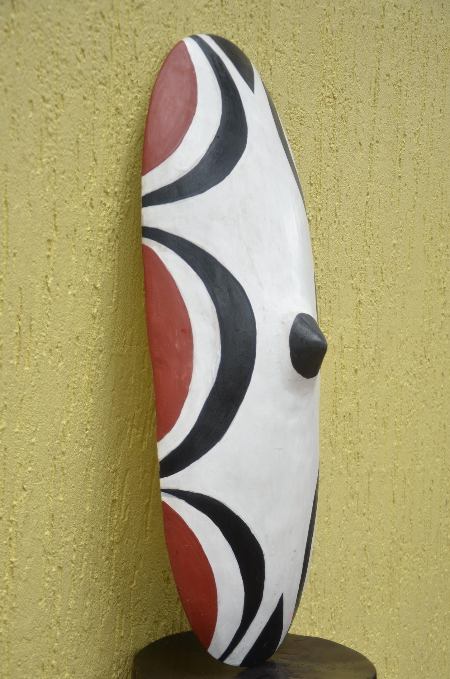 Rwandan Intore Shield – 30" Hand-Painted Wood Dance Shield – Tribal Decor