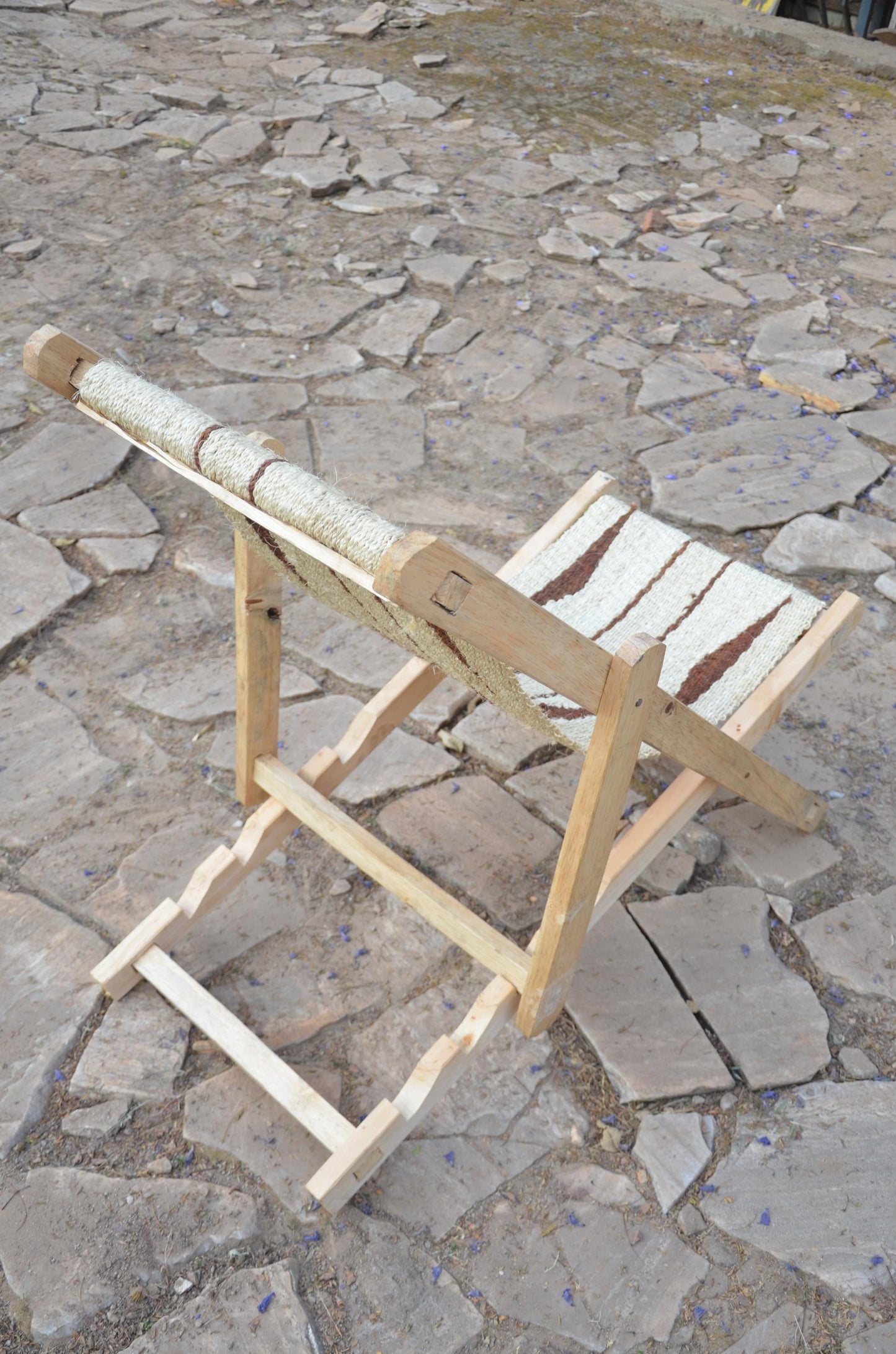 Hand-Woven African Sling Chair | Artisanal Folding Deck Chair