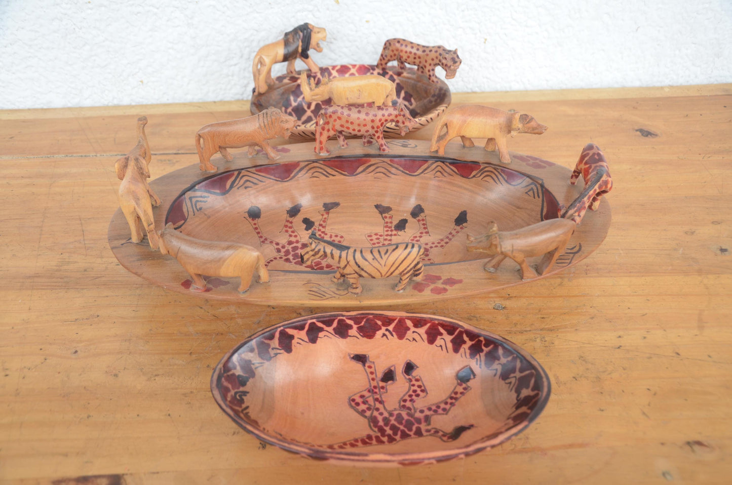 Hand-Carved Wildlife Wooden Fruit Bowl Set | Artisan African Decorative Bowls