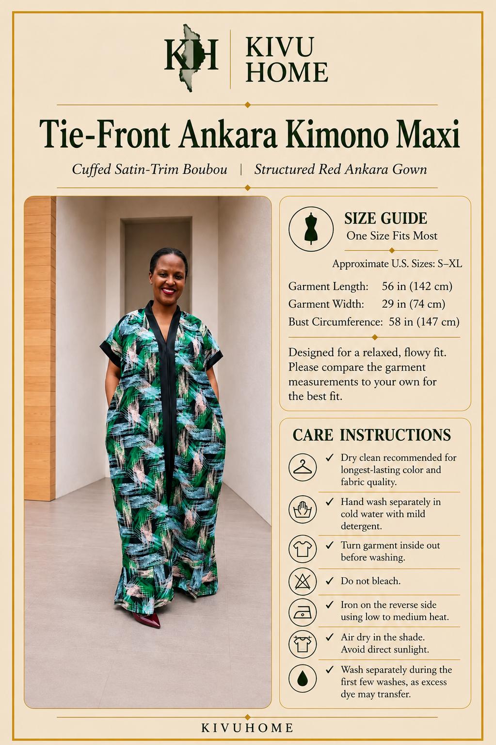 Open-Front Kampala Maxi Gown | Brushstroke Silk Kaftan, Adire Boubou
