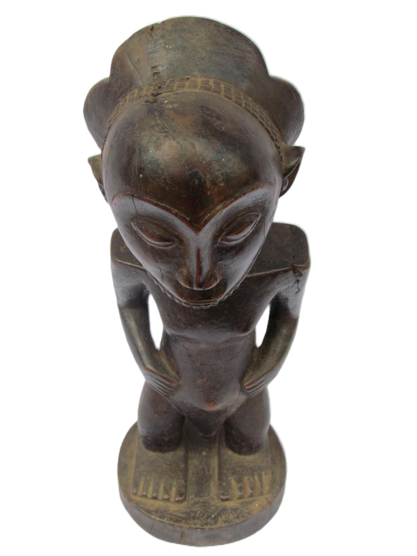 Statue africaine originale primitive en bois sculpté de la tribu Luba Congo