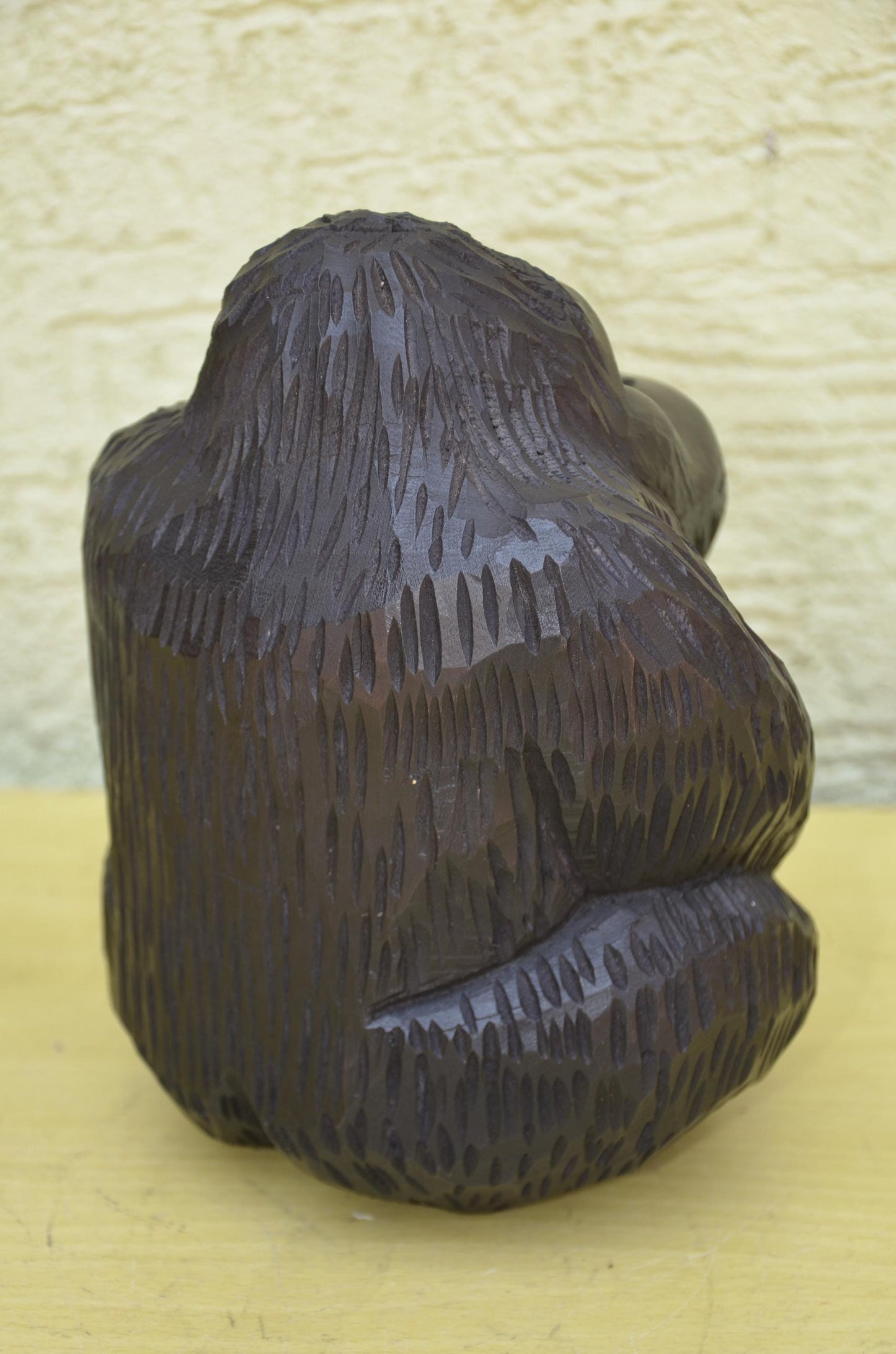 Hand Carved Wooden Mother and Baby Gorilla | Wildlife Art