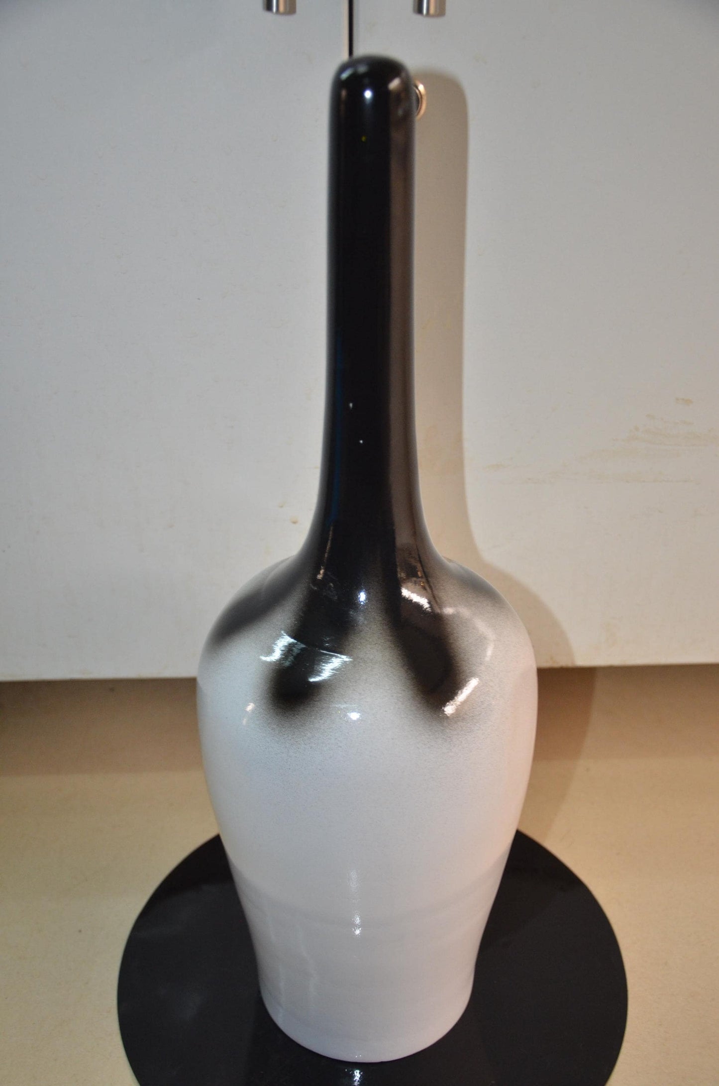 Tall Wooden Floor Vase | Black and White Long Neck Bud Vase