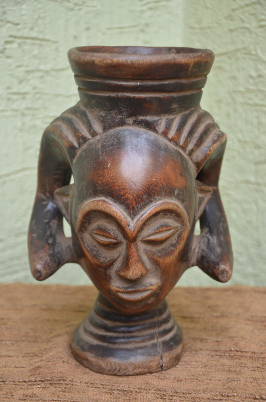 Authentic Kuba Prestige Palm Wine Cup | Royal Congolese Art