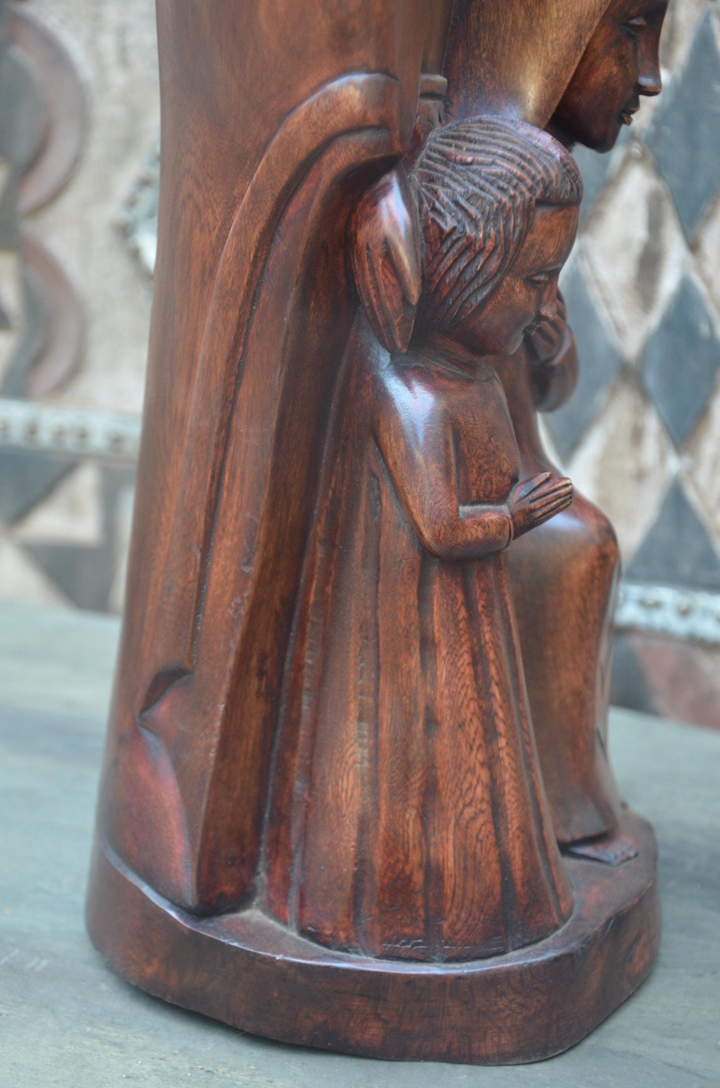 Hand-Carved African Holy Family Sculpture | Wooden Religious Art