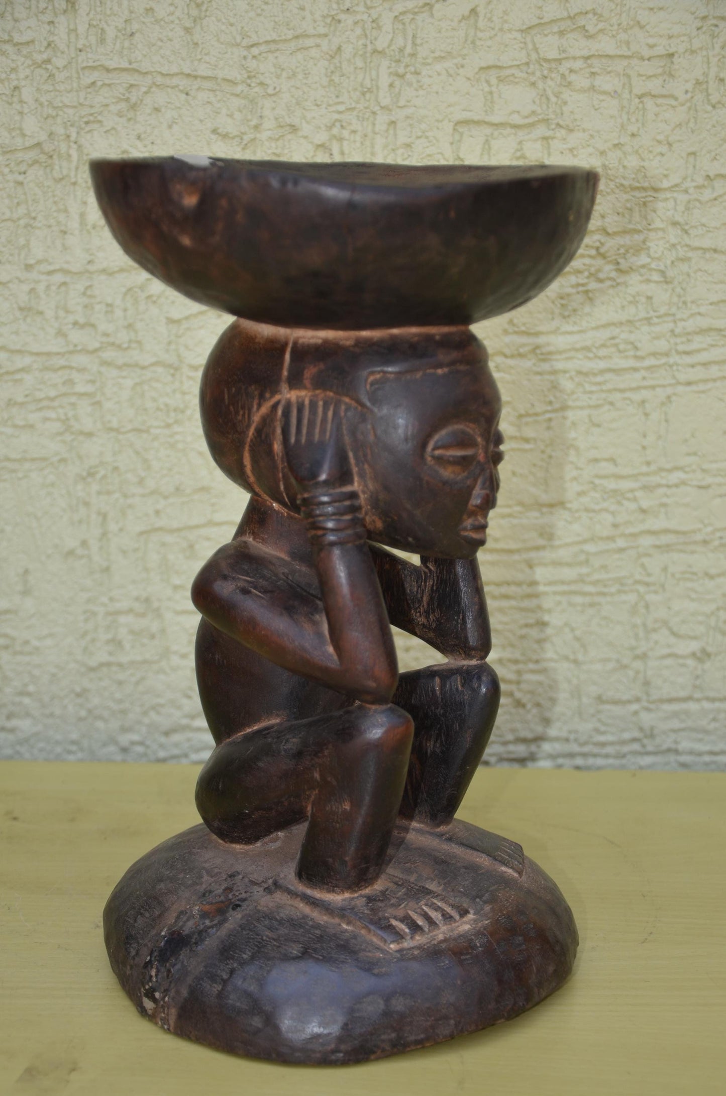 Authentic Luba Wooden Caryatid Stool | Congolese Art
