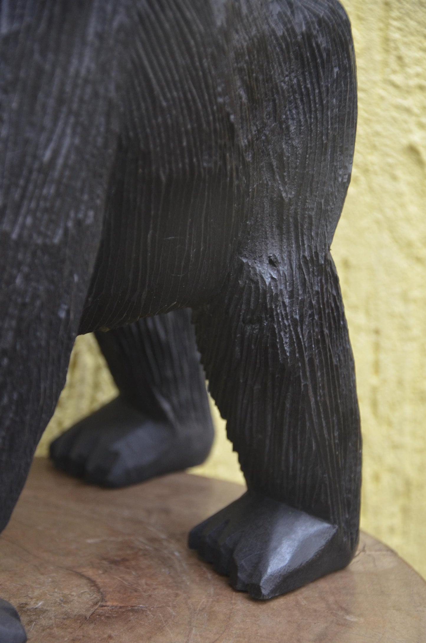 Hand-Carved African Mother and Baby Gorilla Wood Sculpture
