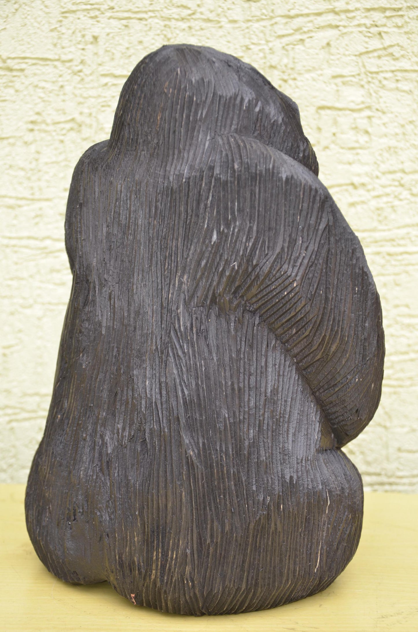 Seated Wooden Gorilla Maternity Sculpture | Wildlife Family Art Figurine