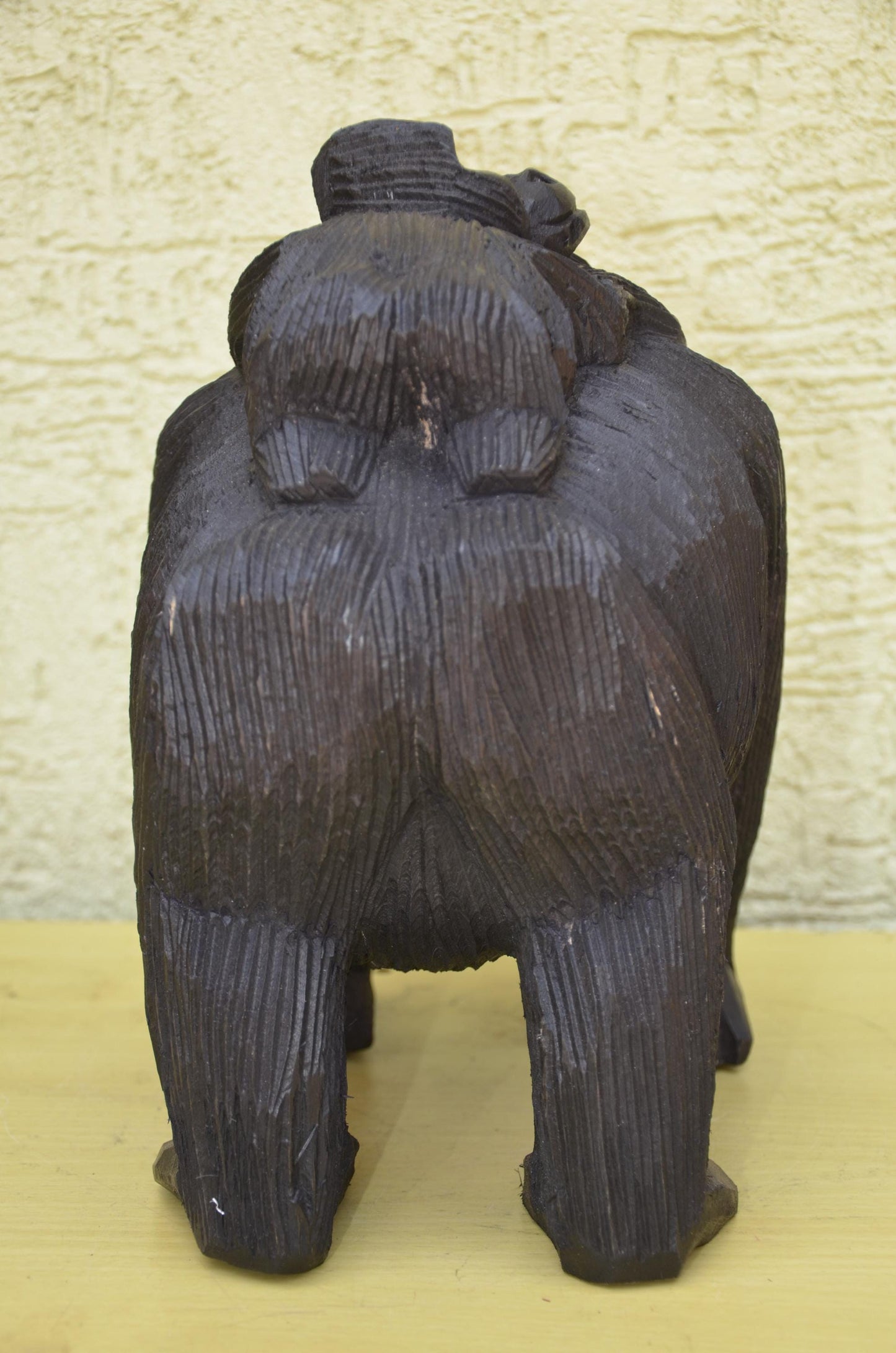 Large Hand Carved Wooden Gorilla and Baby | Wildlife Art