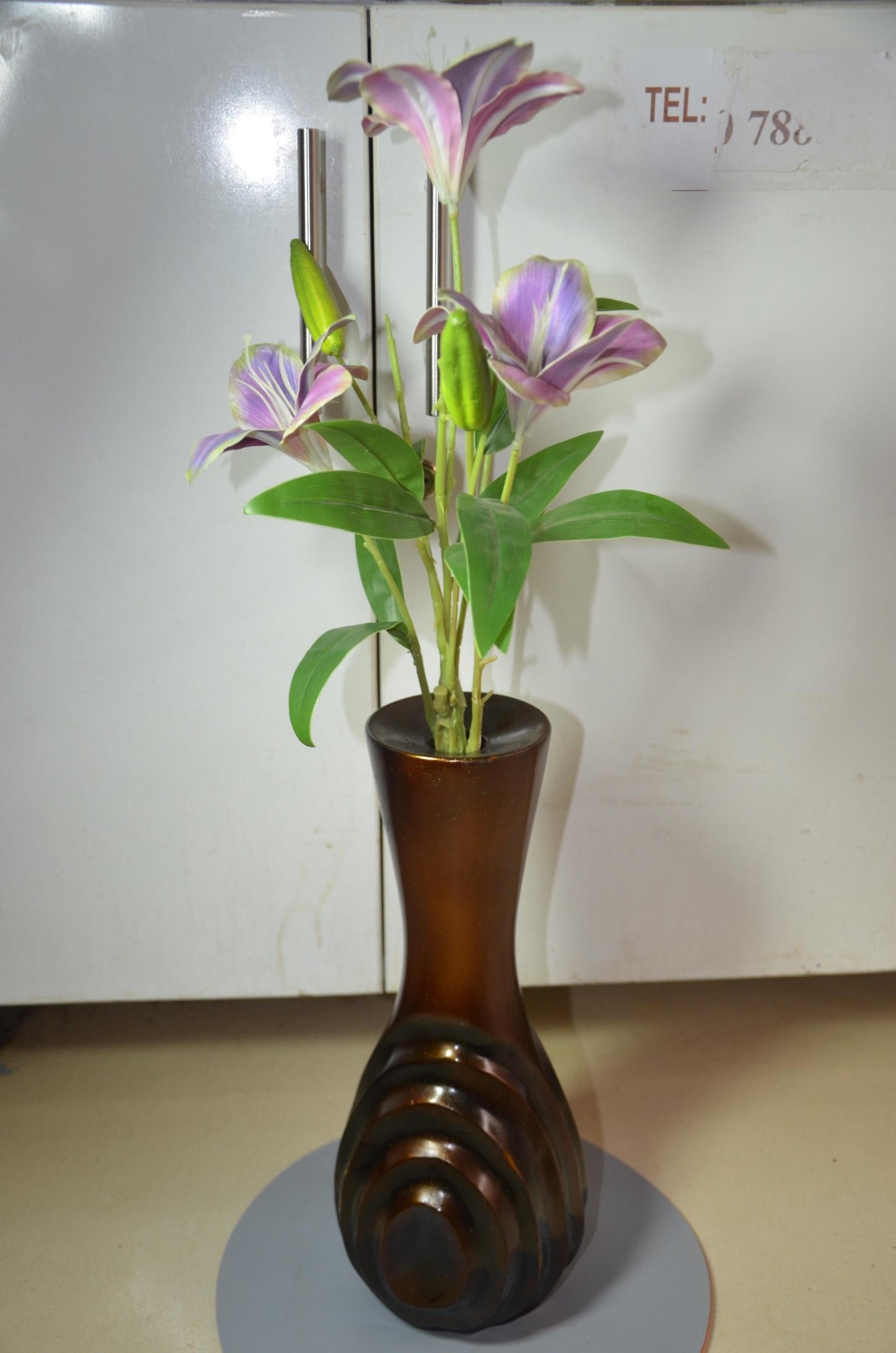 Wood Vase – Metallic Bronze Swirl Hourglass Accent, Modern Nordic Home Decor