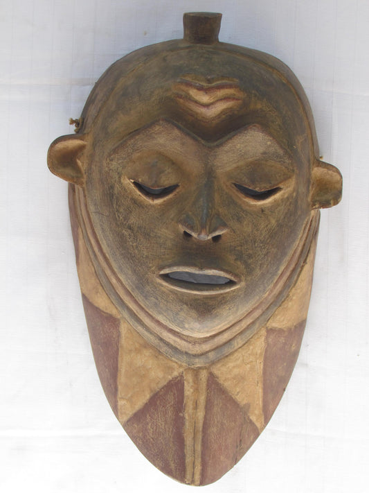 Vintage hand carved wall hanging African traditional wooden mask from D.R.C