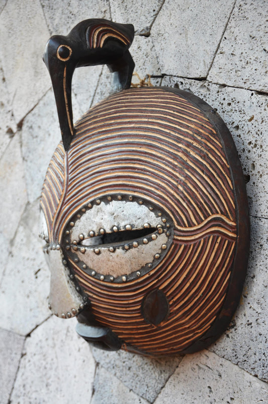 Ghanaian "Onyame" Style Moon Mask | Hand-Carved Tribal Wall Art