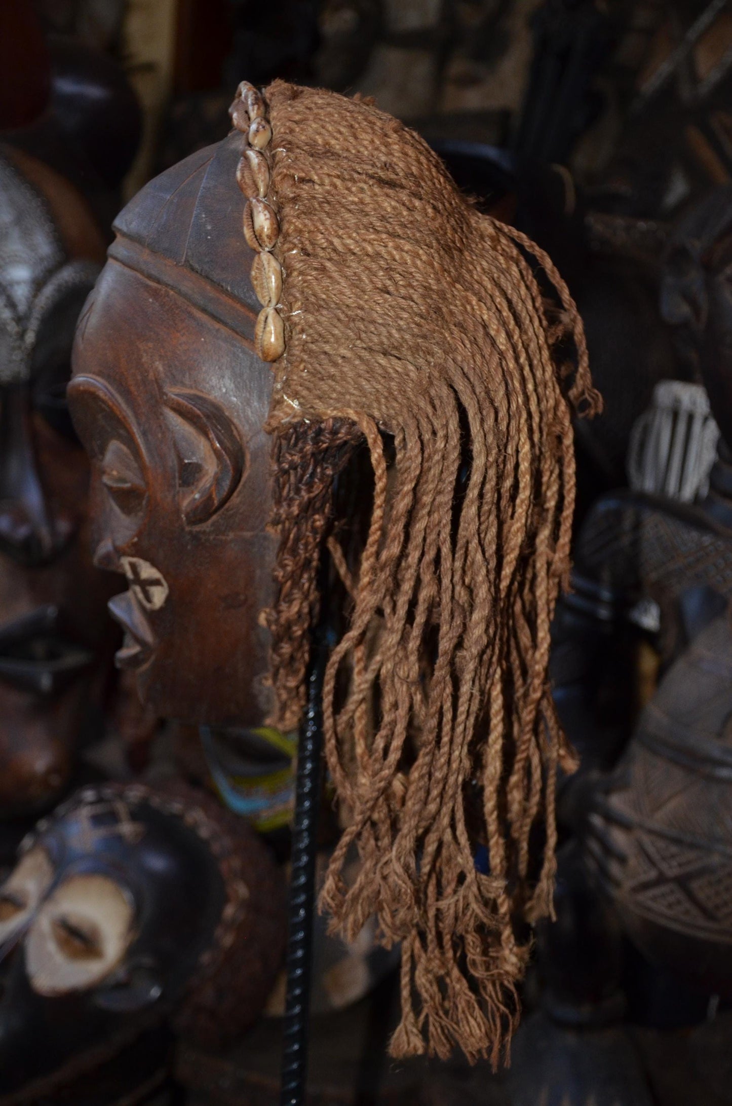 Chokwe Pwo Mask – 14" Hand-Carved Wood Female Spirit Mask – Tribal Wall Art