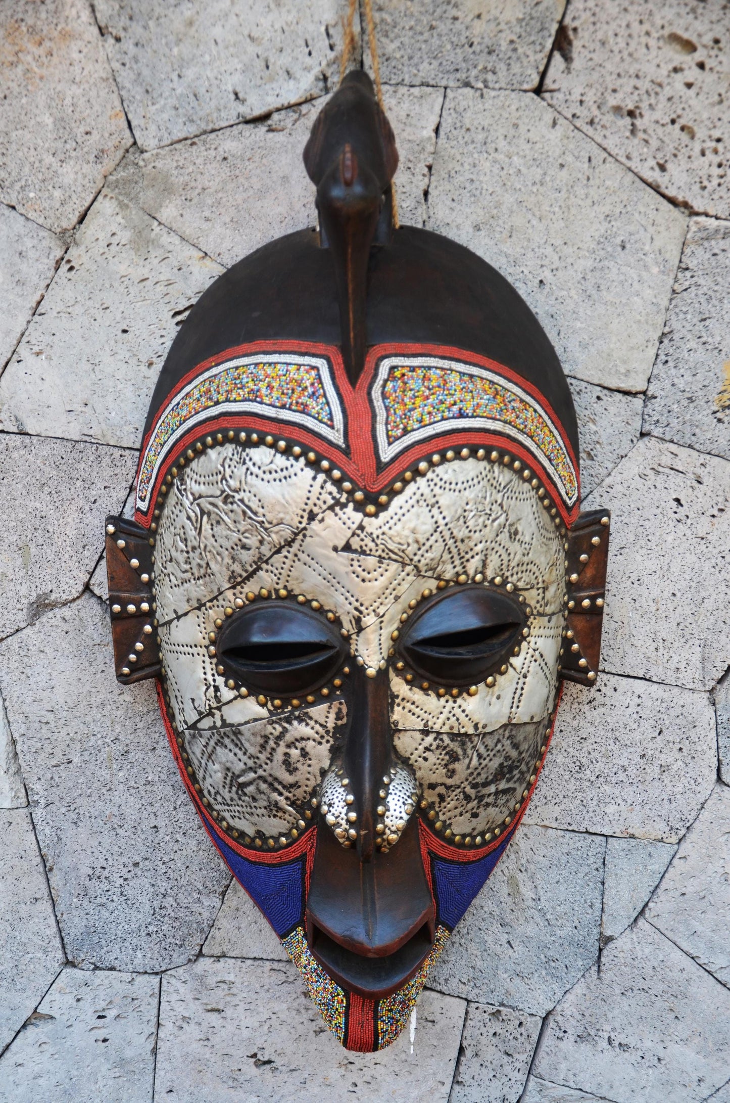 Authentic Marka Mask | Malian Tribal Art | Metal-Clad Sculpture