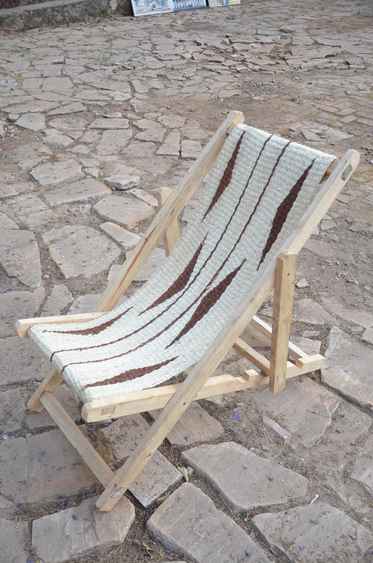 Hand-Woven African Sling Chair | Artisanal Folding Deck Chair