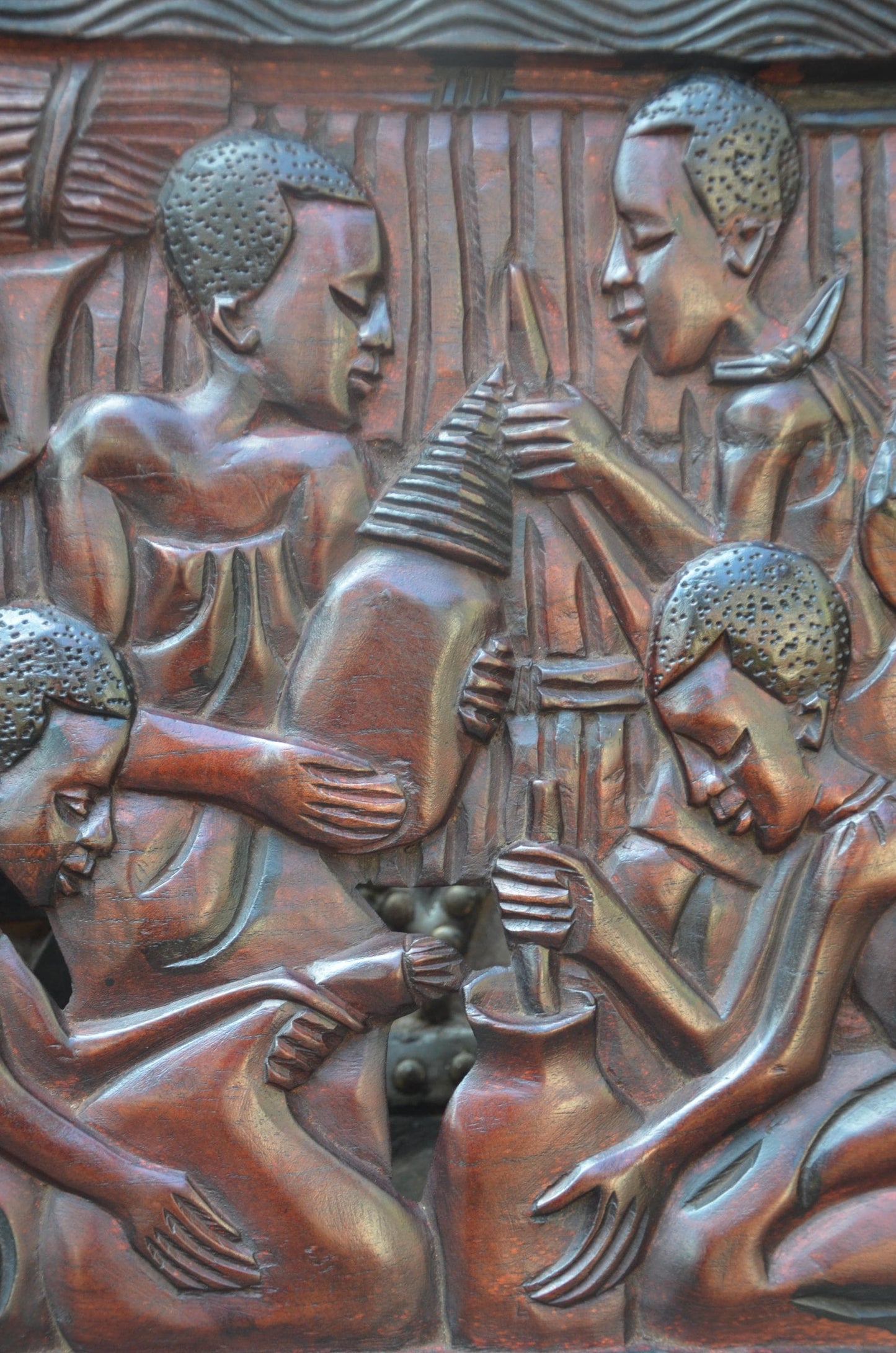 African Community Celebration Wall Plaque | Large Hand-Carved Wooden Relief Art | Village Gathering Wall Decor | Ethnic Sculptural Panel