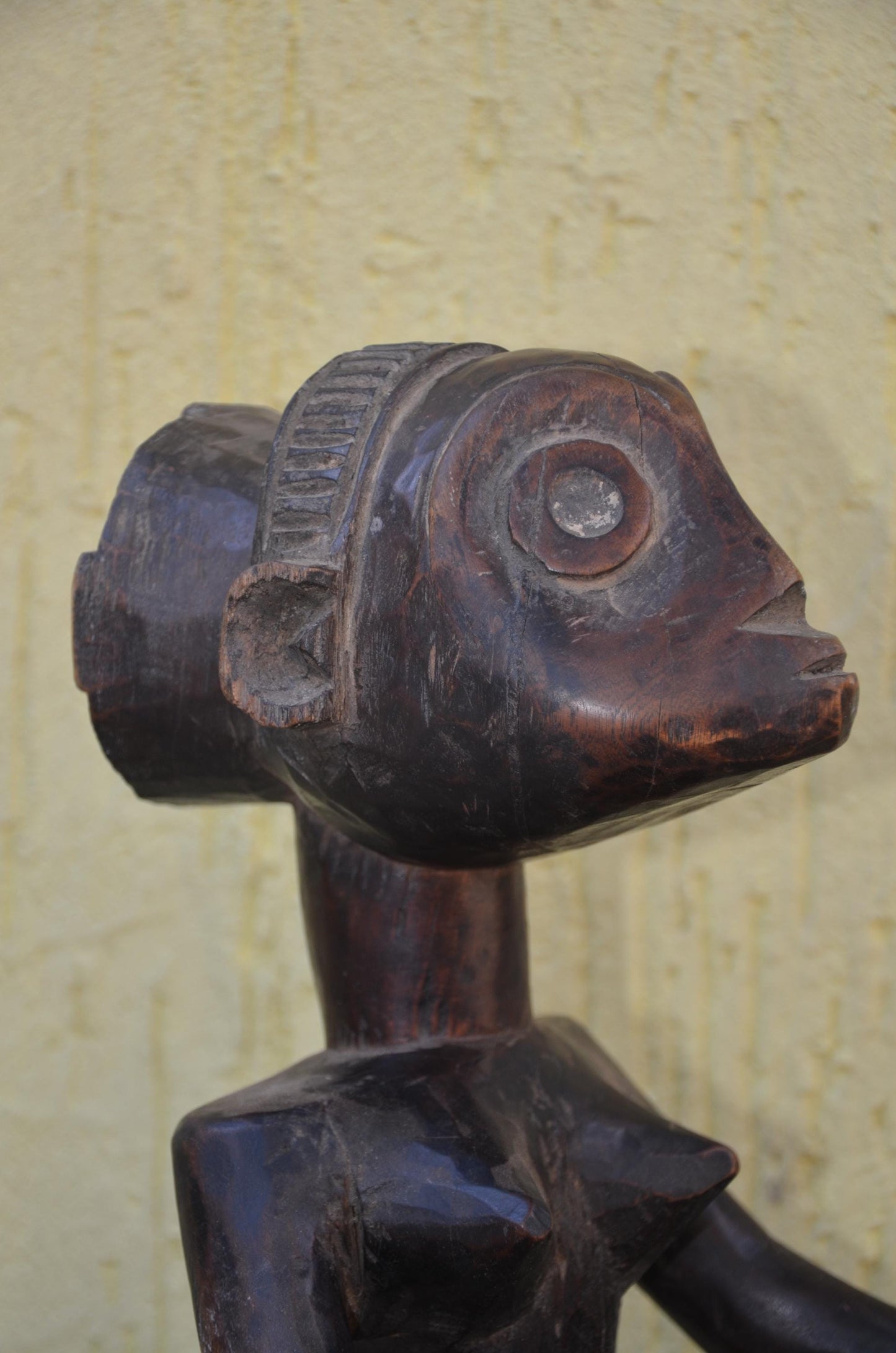 Luba Bowl Bearer Mboko – 14" Congo Hand-Carved Wood Statue – Tribal Decor