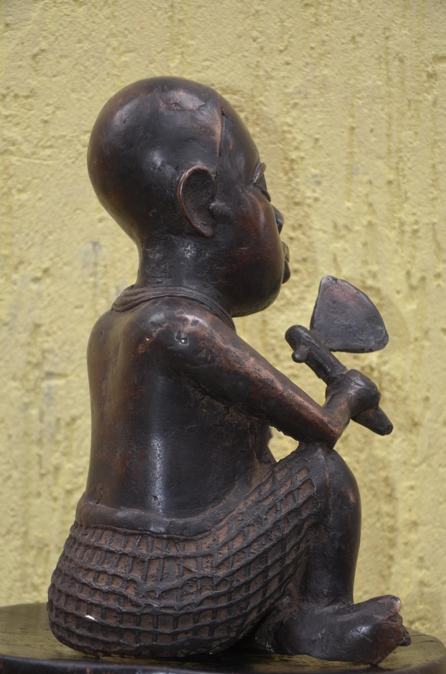 Benin Court Dwarf Statue – 16" Hand-Carved Wood Kingdom Royal Figure – Decor.