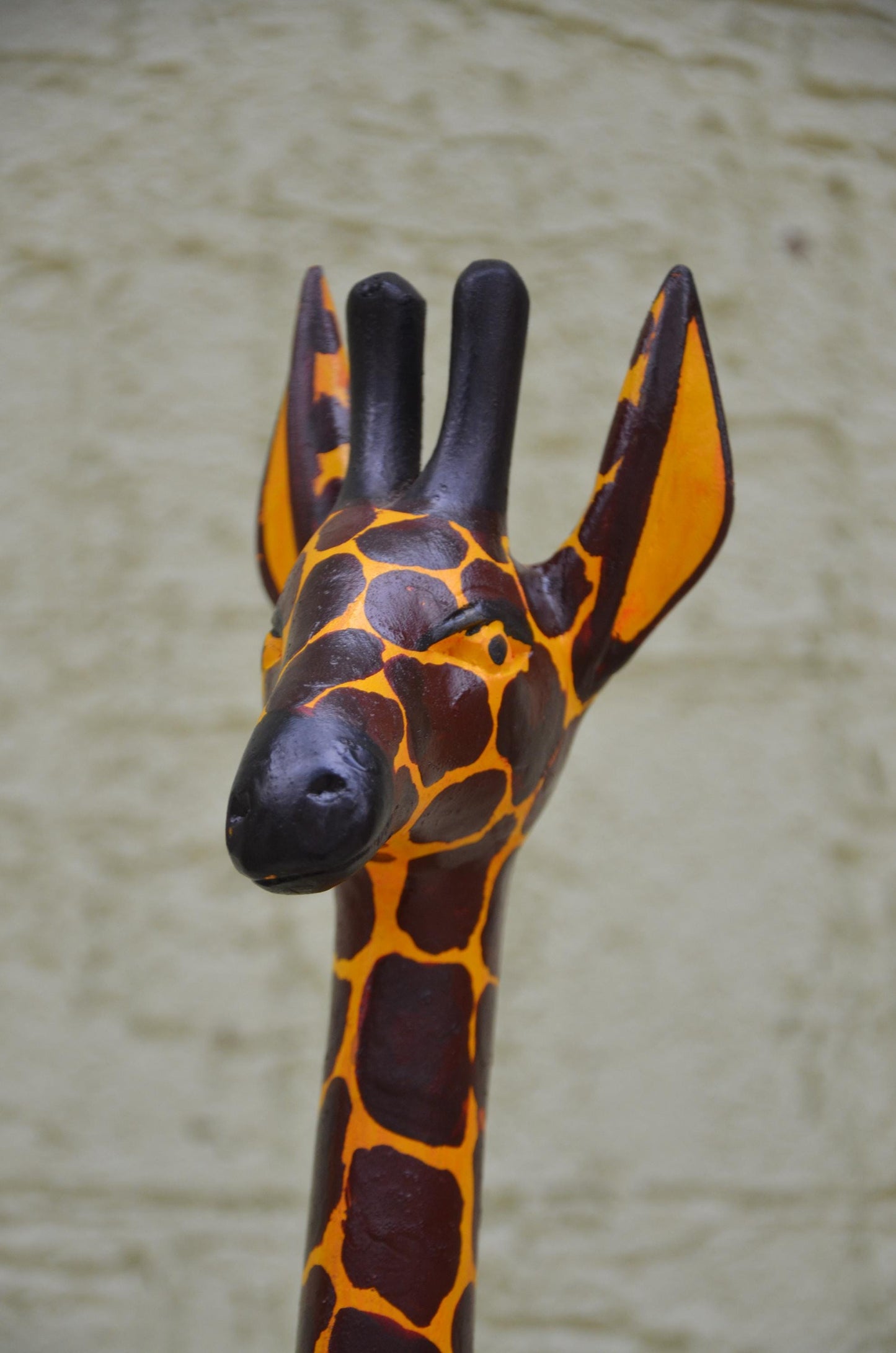 Hand-Painted African Wooden Giraffe Sculpture | Safari Art