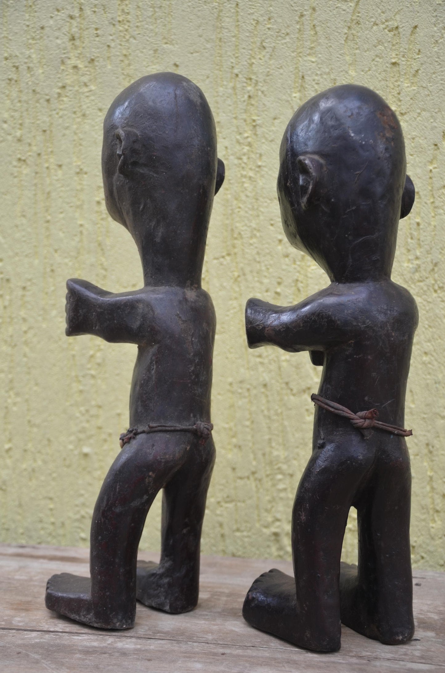 Azande Couple Statues – 18" Zande Hand-Carved Wood Congo Figures – Tribal Art.