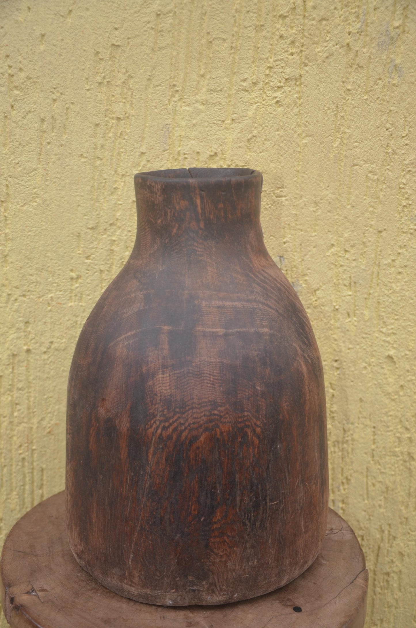 Authentic Rwandan Milk Vessel | Dark Brown Icyansi | Traditional Wood Art
