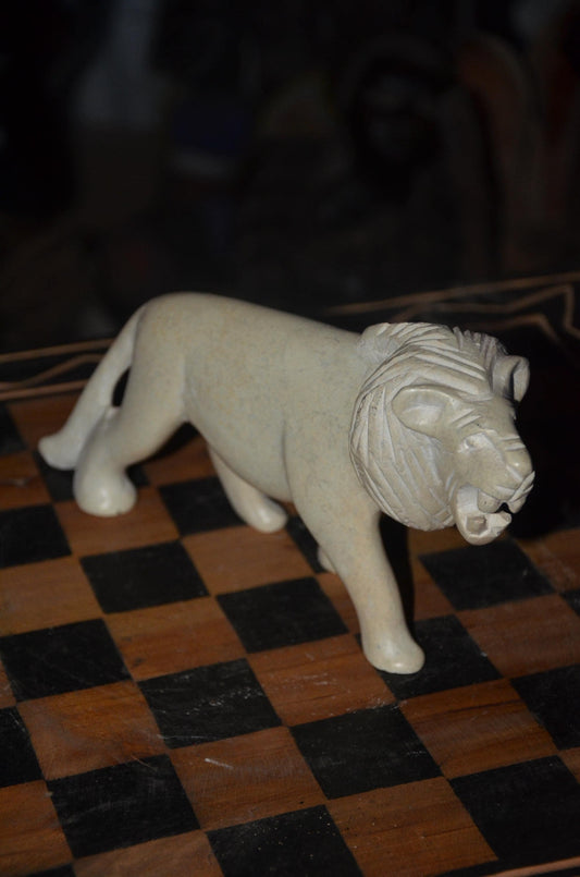 Hand-Carved African Soapstone Lion Sculpture | Wildlife Art