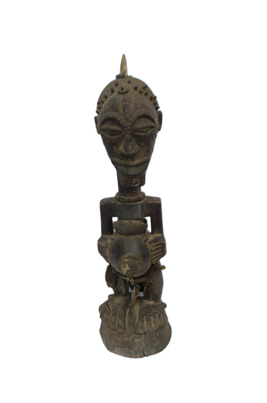 Male Songye Statue – 34" Large Congo Power Figure Mankishi – Tribal Art