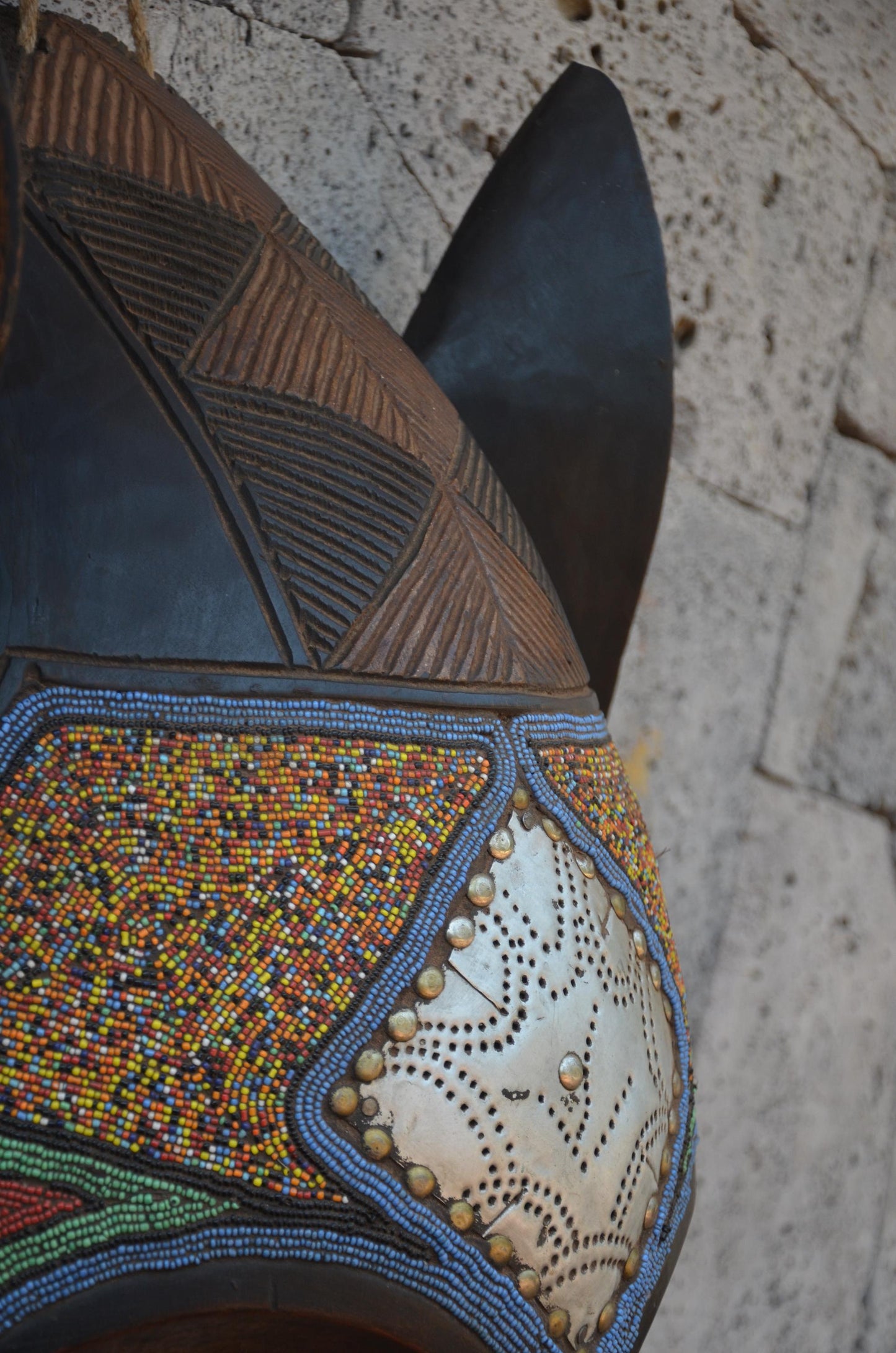Bakota-Inspired African Mask | Large Geometric Wall Art