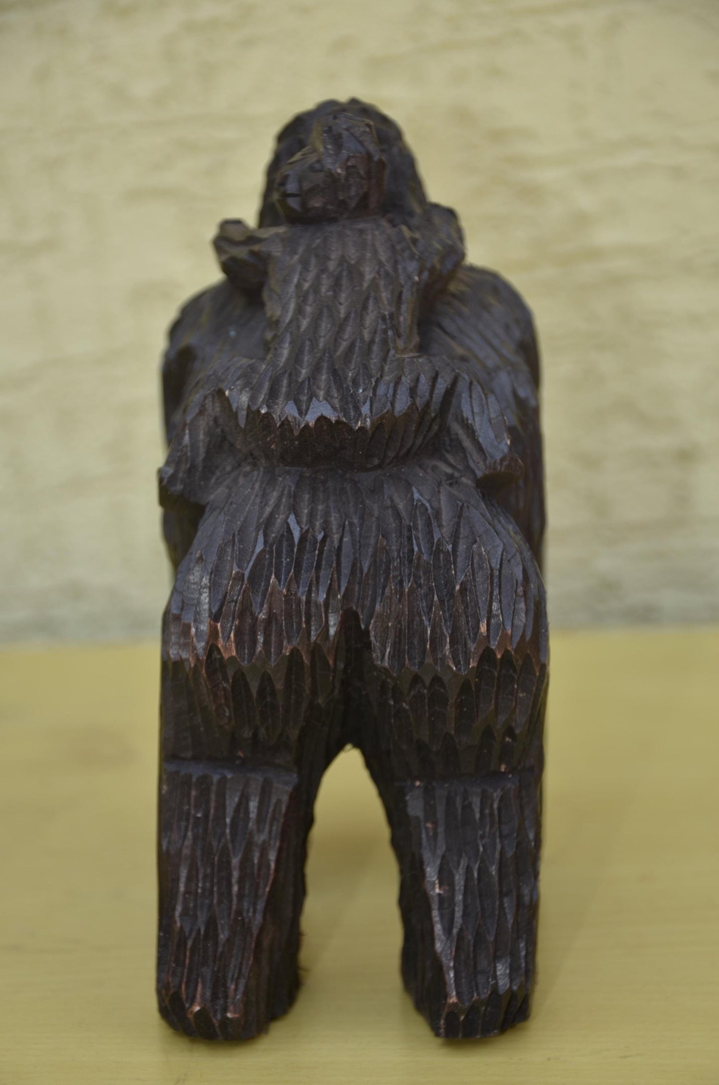 Hand Carved Wooden Mother & Baby Gorilla | Wildlife Art