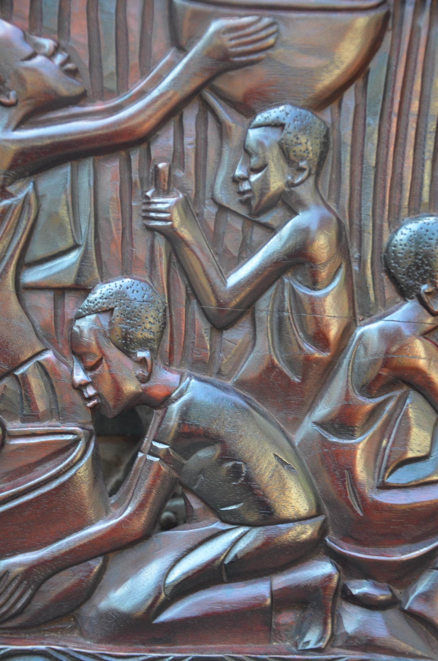 African Community Celebration Wall Plaque | Large Hand-Carved Wooden Relief Art | Village Gathering Wall Decor | Ethnic Sculptural Panel