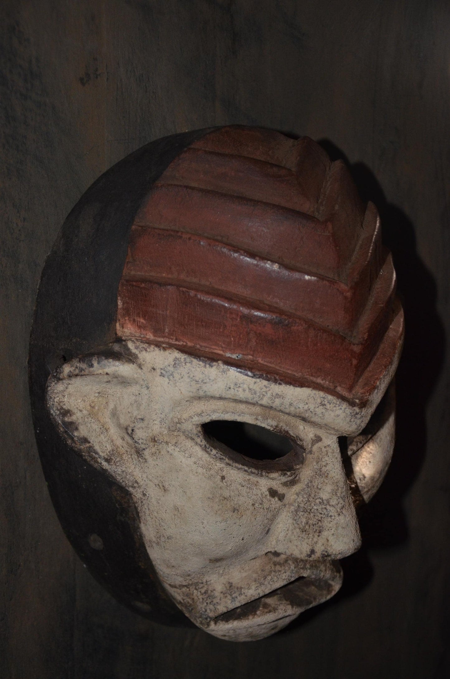 An Authentic Luba or Songye Kikashi Mask - 14" White Female Spirit Mask, Congo Kifwebe Wall Decor.
