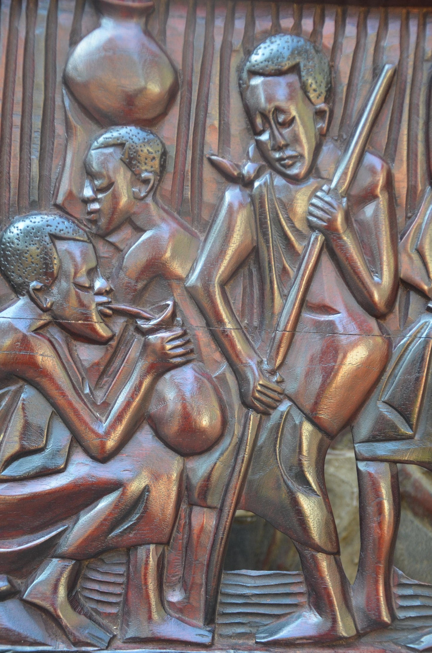 African Community Celebration Wall Plaque | Large Hand-Carved Wooden Relief Art | Village Gathering Wall Decor | Ethnic Sculptural Panel