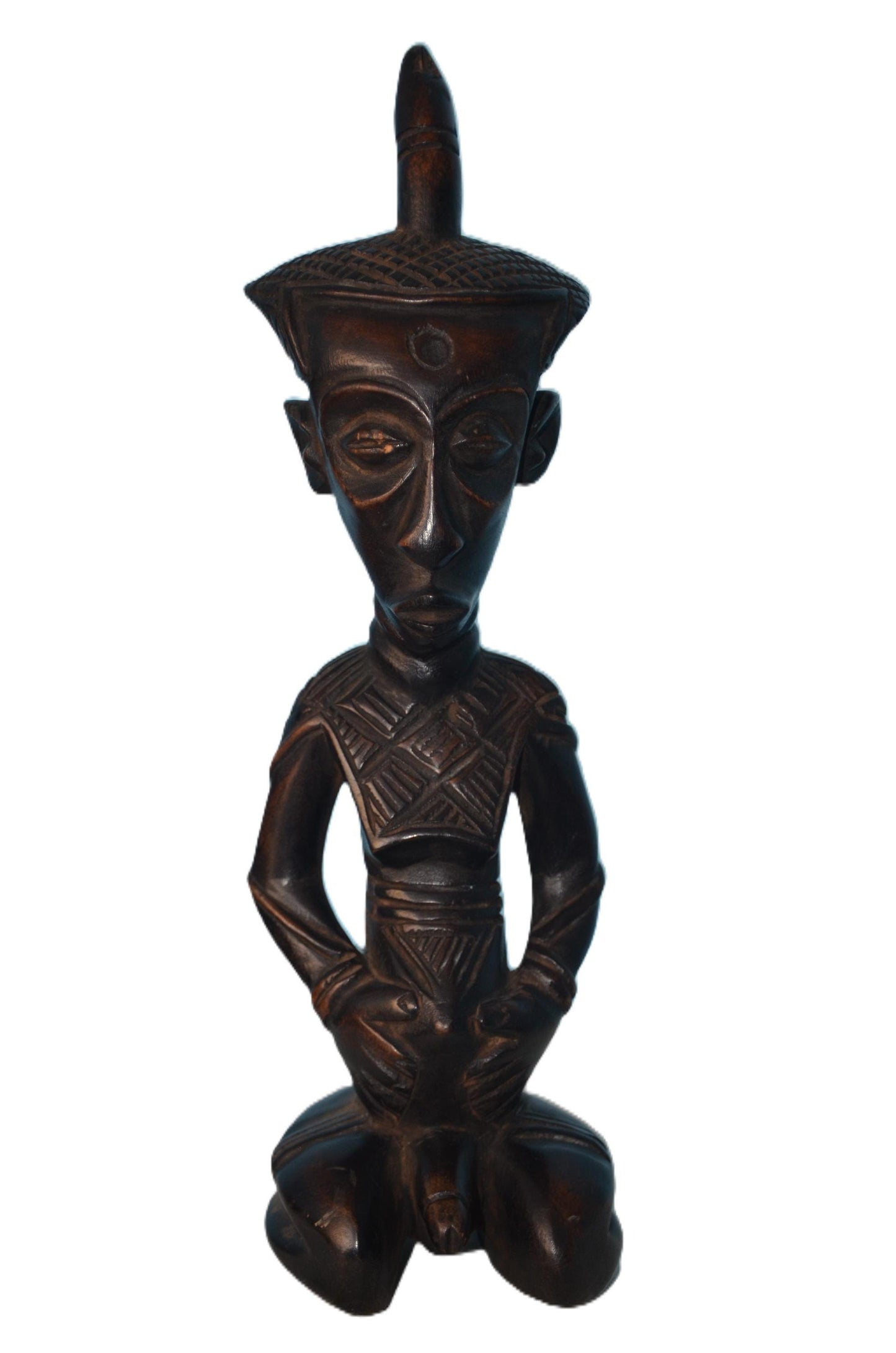 Ndengese African Wood Statue, Hand-Carved Congo Ancestor Figure