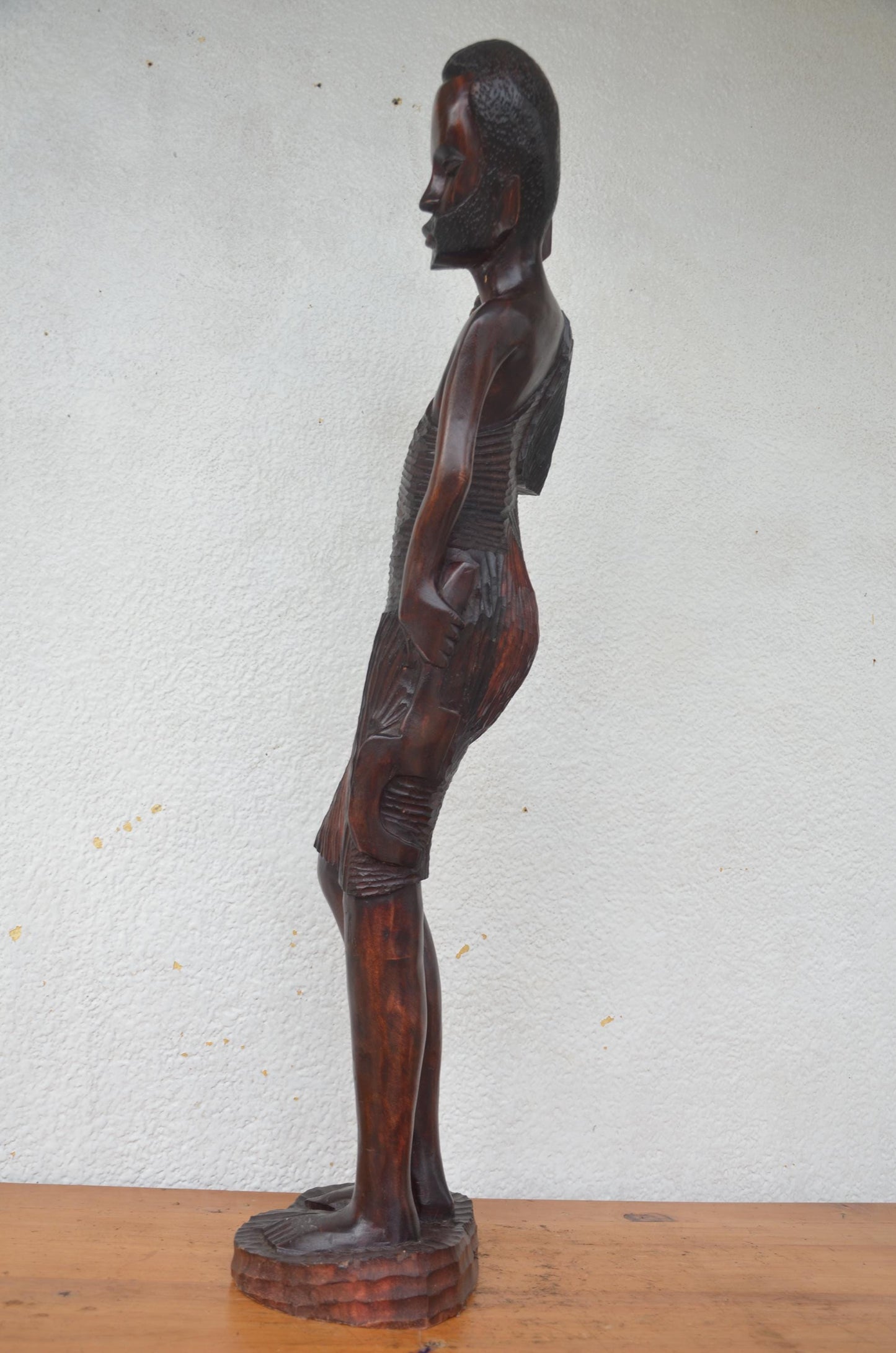 Hand-Carved Wooden Rwanyonga Fighter Statue | African Tribal Art Sculpture