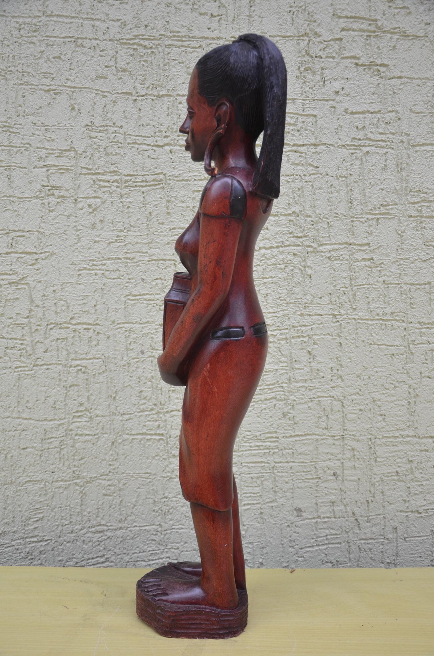 Large African Wooden Water Bearer Sculpture | Tribal Art