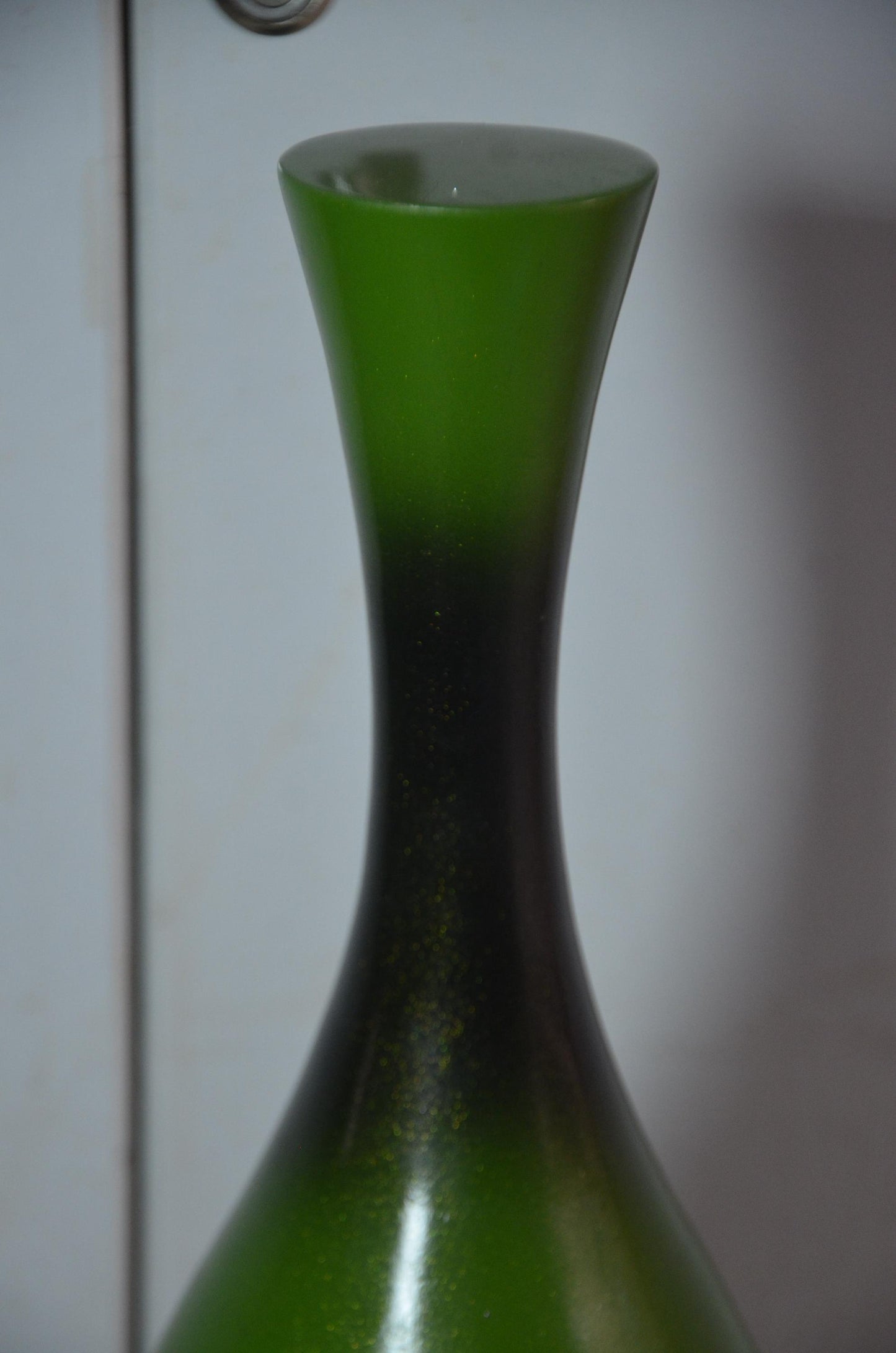 Tall Wooden Floor Vase | Apple Green Black Ombre Trumpet Vessel, Nordic Decor