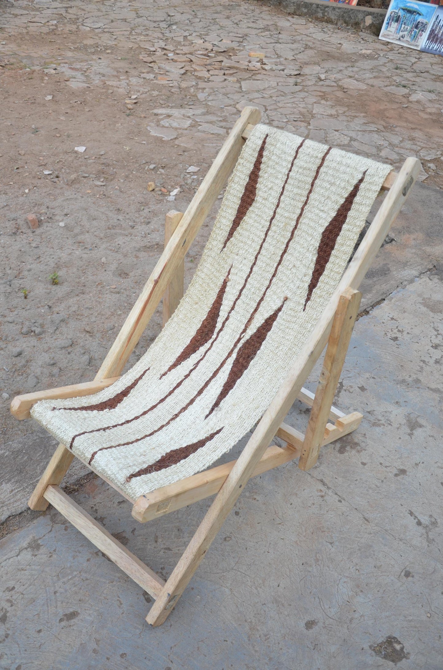 Hand-Woven African Sling Chair | Artisanal Folding Deck Chair