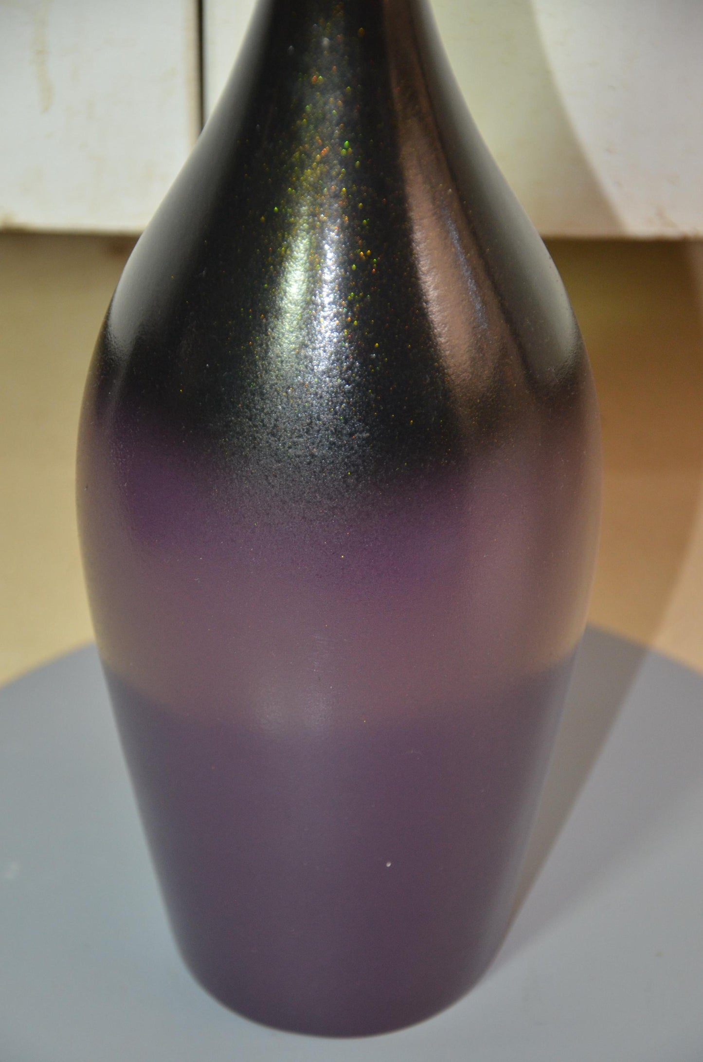 Tall Wooden Floor Vase | Purple and Black Ombre Trumpet Vessel, Nordic Decor