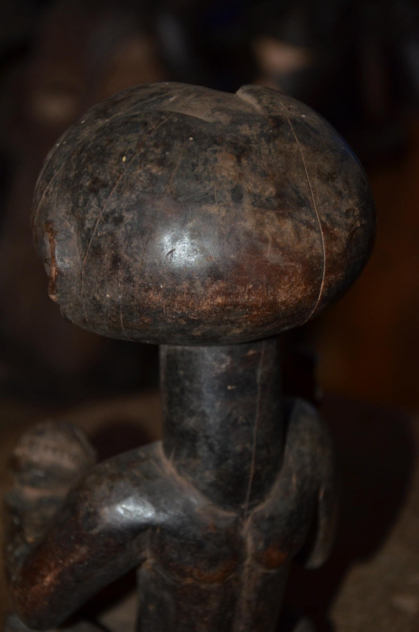 Luba Hemba Ancestor Figure | Seated Chief with Staff & Child | Tribal Wood Statue