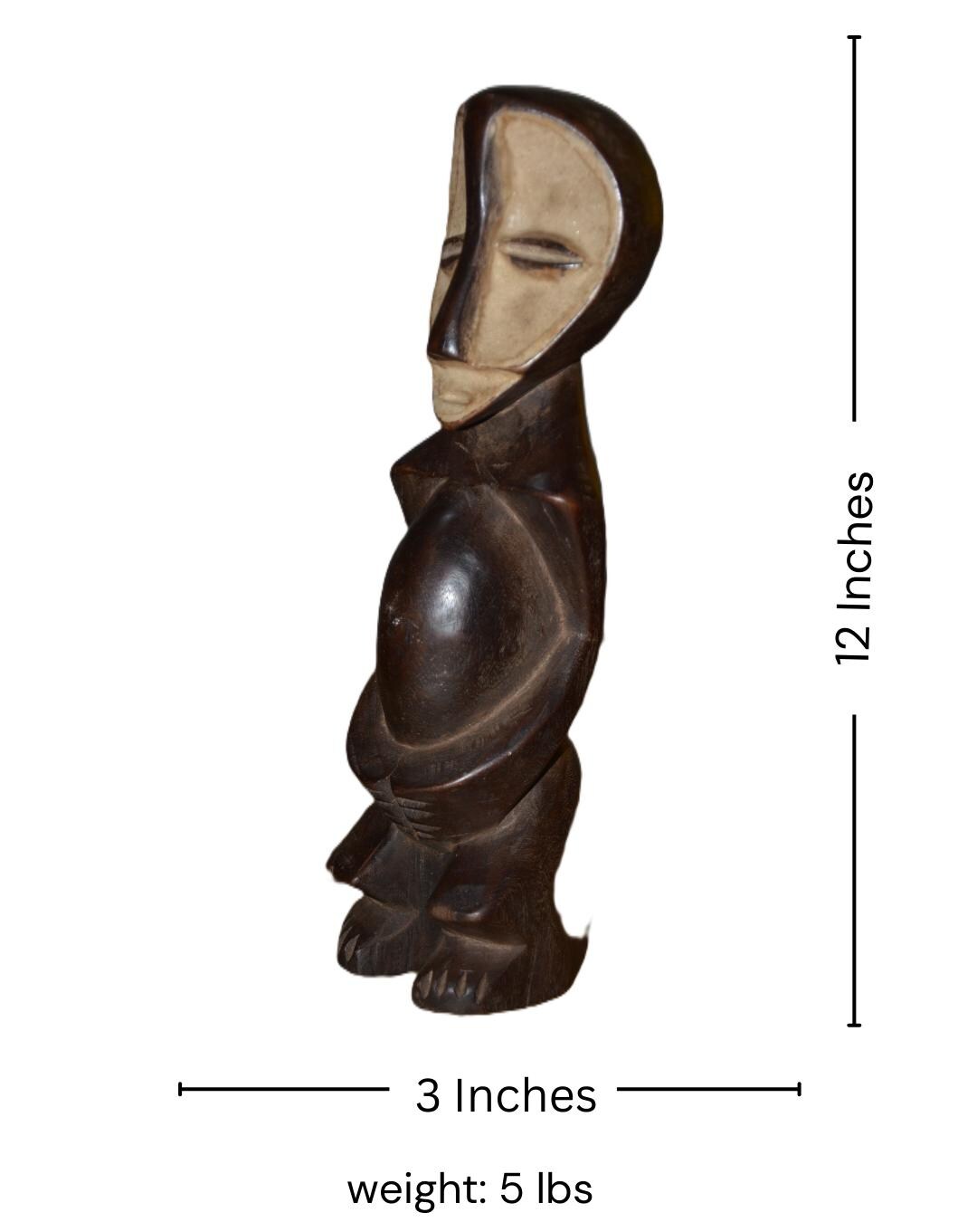 Authentic Lega Statue – Hand-Carved Wood Figure – Congo Bwami Society Art