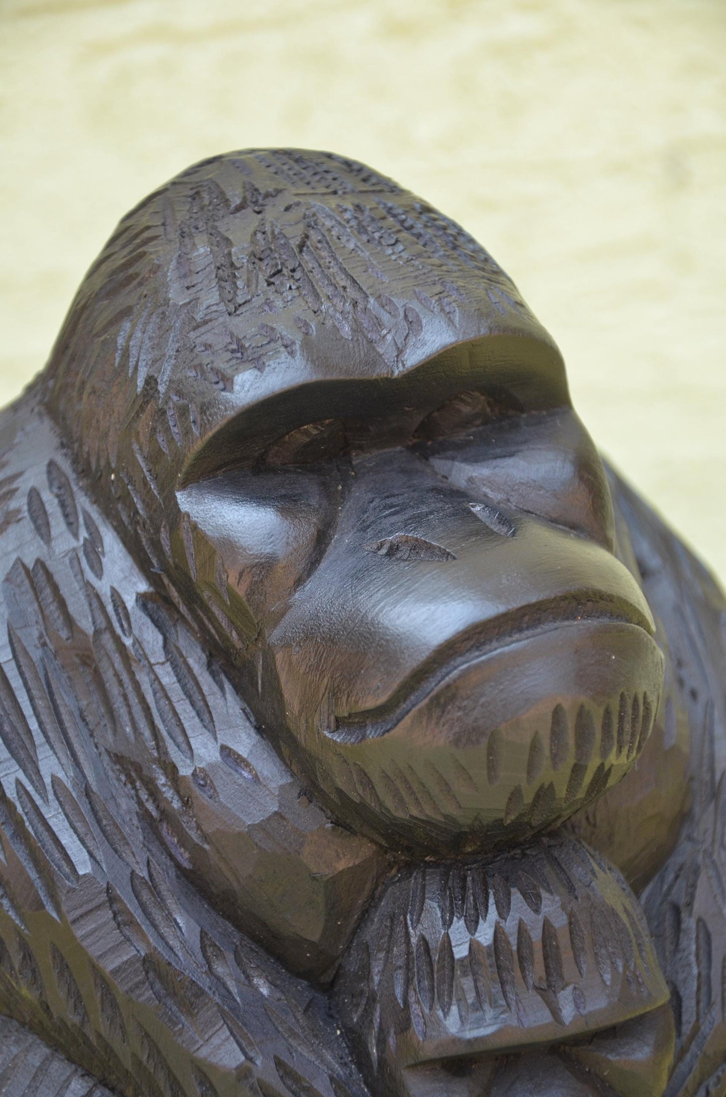 Hand Carved Wooden Mother and Baby Gorilla | Wildlife Art