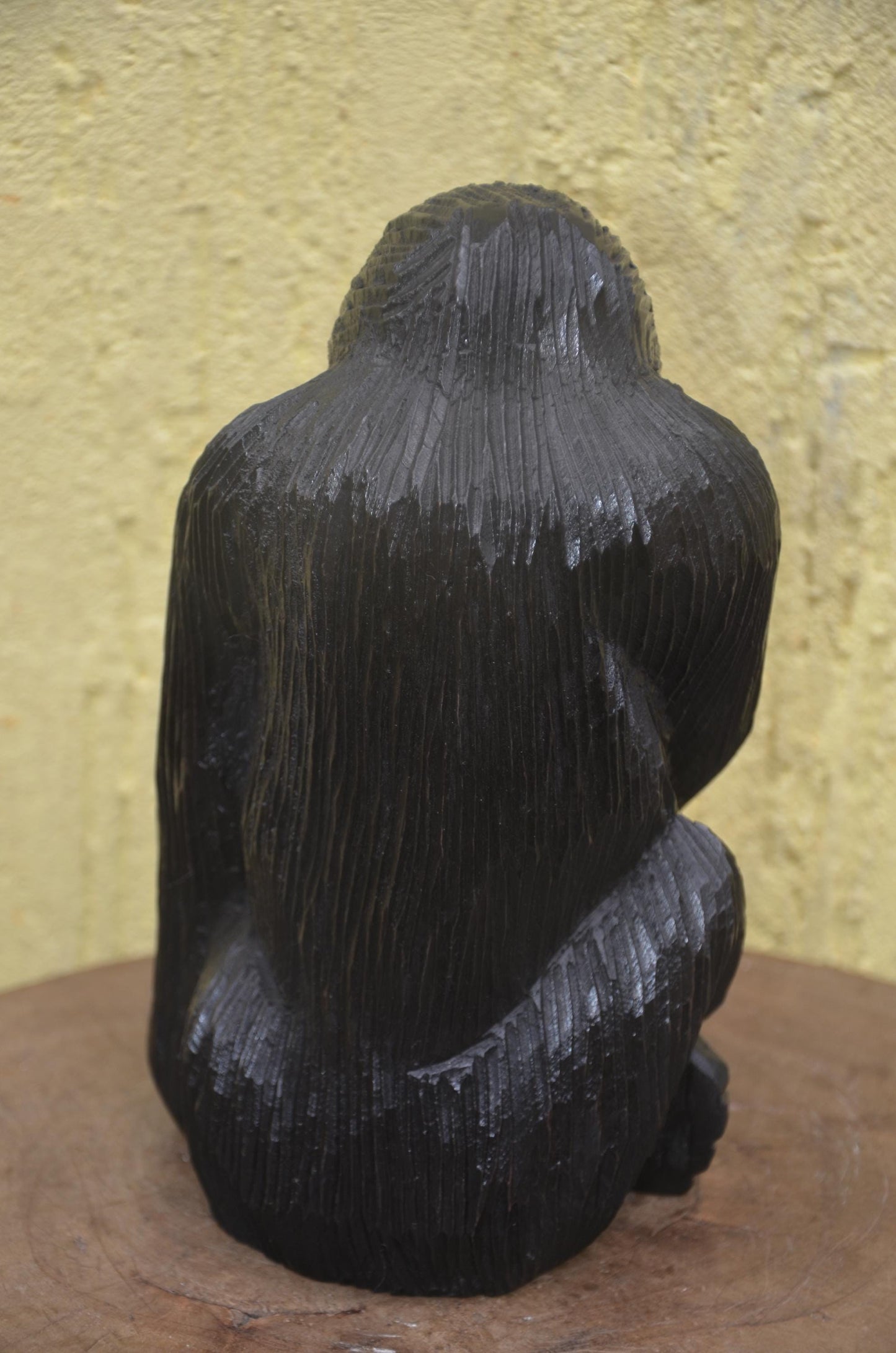 Hand-Carved African Wooden Gorilla with Baby Sculpture
