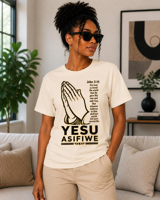 Yesu Asifiwe T-Shirt, John 3:16 Christian Shirt, Swahili Faith Tee, Praying Hands Shirt, African Christian Gift, Unisex Gospel Tee
